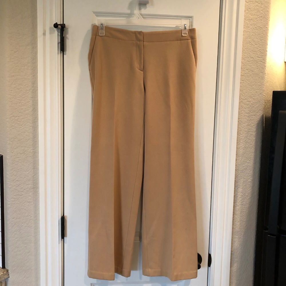Chicos Flat Front Dress Pants Tan Business Casual